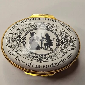Bilston & Battersea Halcyon Days Enamels Trinket Box Look Within Mirror - Picture 1 of 6