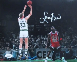 Larry Bird HOF Signed/Auto 8x10 Photo with Michael Jordan Celtics JSA 187694 - Picture 1 of 4