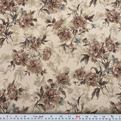 Gentle Flowers by Quilt Gate Florals on Tan Cotton Fabric by the HALF YARD - Image 1 of 2