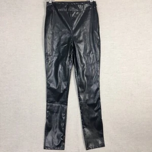 SBetro by Suzanne Betro Women's Vegan Leather Pants Black M Medium NWT Split hem - Picture 1 of 7