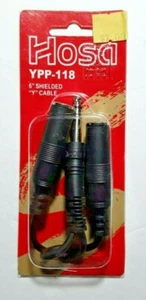 Hosa - 6" Shielded "Y" Cable, STEREO, Single 1/4" Phone Plug to TWO FEMALE 1/4" - Picture 1 of 2