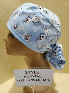 Olaf #2 Winter Women's Ponytail Surgical Scrub Hat/Cap Handmade - Picture 1 of 5