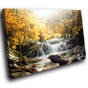 SC438 Bosque Amarillo Cascada Naturaleza Fresca Lona Arte de Pared Impresiones de Imagen Grande - Imagen 1 de 6