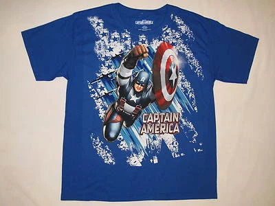 NUEVO SIN ETIQUETAS MARVEL CAPITÁN AMERICA CAMISETA NIÑO talla L azul Foto 1 de 4