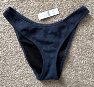 J. Crew Bikini Bottom Women’s Small Curved Waist Navy Blue Scrunchie New NWTs - Picture 1 of 9