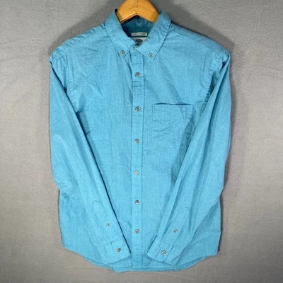 Camisa Antigua Azul Marino Para Hombres Pequeña Calce Ajustado Manga Larga Con Botones Informal Foto 1 de 4