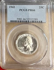 1942 Washington Quarter .25 - PCGS PR66 - Picture 1 of 2