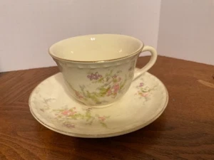 Crooksville Tasse und Untertasse Spring Blossom Floral Gold 30er Jahre Vintage - Bild 1 von 4