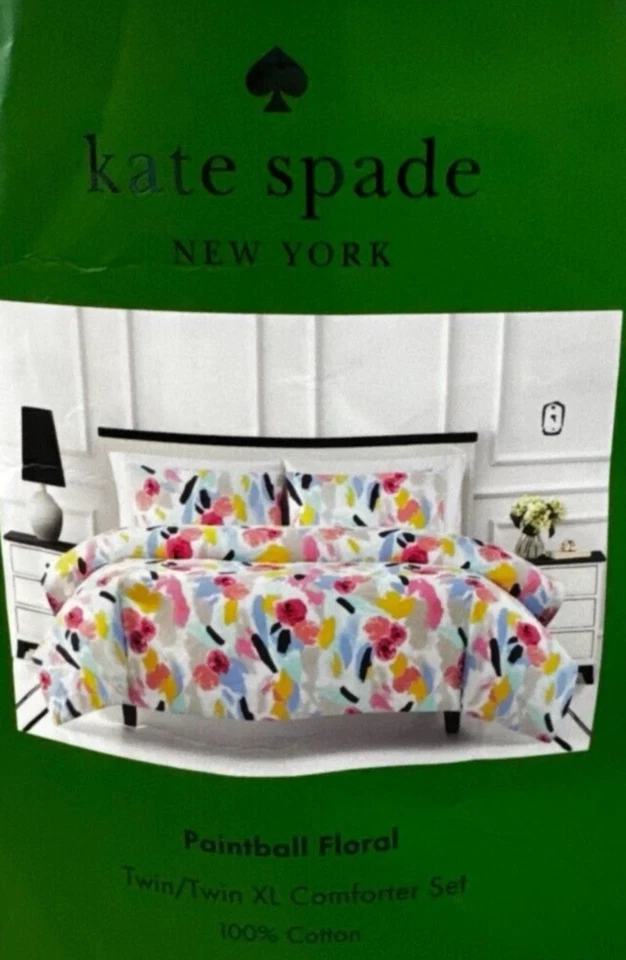 2 pc Kate Spade Paintedball Floral Twin / Twin XL Comforter & Sham Set NIP - Image 1 of 4