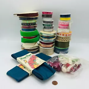 Lot of Vintage to Modern Ribbon Owls, Dots, Flowers, Colors Stripes Fleur de Lys - Picture 1 of 7