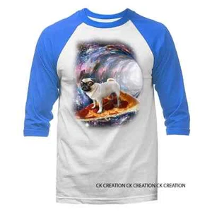 Pizza surfista animal mascota perro broma divertida humor humor humor manga 3/4 Raglan - Imagen 1 de 10