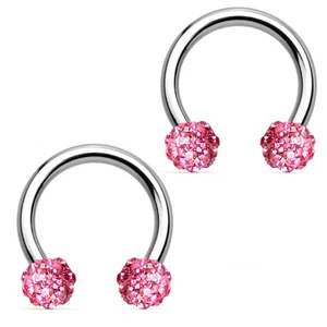 1 Pc 14G 1/2" CZ Ferido Balls Horseshoe Septum Nipple Ring Piercing - Picture 1 of 9
