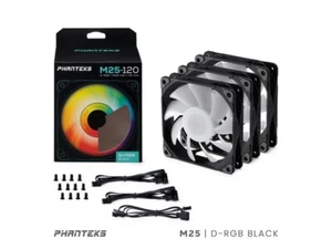 Phanteks M25 PWM D-RGB 120mm Case Fan - Black, 3-Pack - Zdjęcie 1 z 5