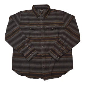 Dark Seas Division Herren L Langarm Flanellhemd mit Knopfleiste grau orange - Bild 1 von 5