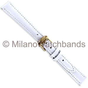 13mm Speidel Calfskin Genuine Leather White Ladies Padded Stitched Watch Band - Picture 1 of 3
