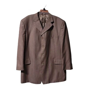 Y2K Mens Phat Farm Premium Brown Suit 3 Ps Sz 48R/42R 4 Button Blazer Pleated - Picture 1 of 8