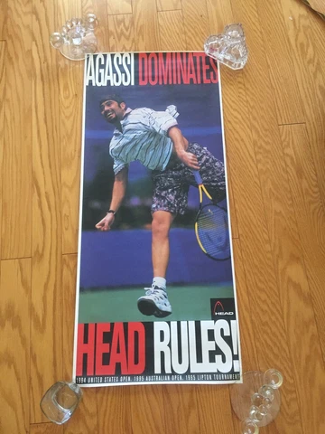 ANDRE AGASSI Vintage Rare  Head Poster 1995 Poster ATP Tour Tennis Cover