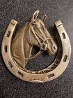 Old Solid Brass Horse head horse shoe door knocker