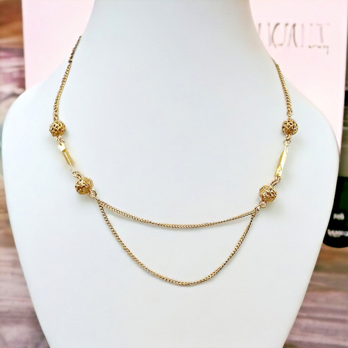 VETEMENTS Collana Stazione Drappo Vintage Tono Oro Perline Deliziosi Gioielli Femminili