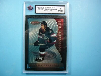 1995/96 BOWMAN'S BEST NHL HOCKEY CARD #BB16 DANIEL ALFREDSSON ROOKIE RC KSA 9 MT - Image 1 of 2