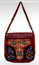 12" x 12"l vintage suede and embroidery  bag  made in Nepal