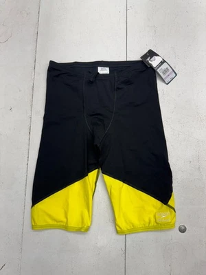 Speedo Black Yellow Compression Splice Jammer Mens Size 32 NEW - Image 1 of 4