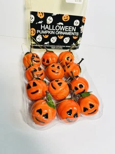 Halloween Vintage 12 Miniatura Adornos Jack-o'-Lanterns Calabaza Nuevo - Imagen 1 de 5