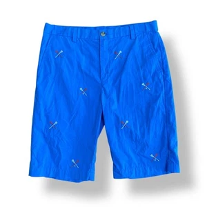 Vineyard Vines Boys Blue Lacrosse Embroidered Shorts Size 16 Preppy - Picture 1 of 11