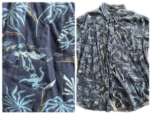 Rails Linen Blend Shirt Men’s L Surfer Palms Graphic Short Sleeve - Picture 1 of 7
