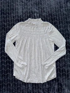 Sundance Gabrielle Dreamer Gray Top Long Sleeve Ruffle Mock Neck Size Small - Picture 1 of 9