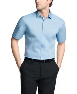 Van Heusen Men's Dress Shirt Short Sleeve Slim Fit Poplin, AIRY Blue - Picture 1 of 1