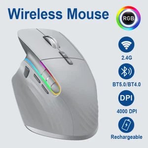 Bluetooth 5.0 + 2.4G Wireless Mouse Ergonomic Optical Mice for PC Laptop Mac - Picture 1 of 10