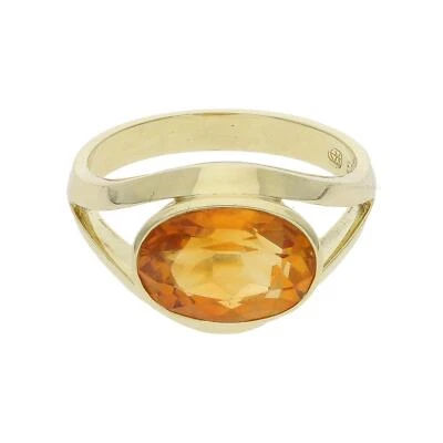 Damenring aus 585/000 Gelbgold mit Citrin Second Hand getragen - Bild 1 von 3