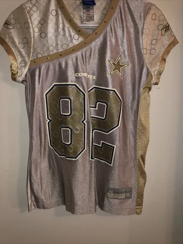 Women's DALLAS COWBOYS Gold Bling Rhinestone Jason Witten Reebok Jersey Small Cover