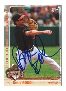 Brock Bond signed 2010 Fresno Grizzlies, San Francisco Giants baseball card