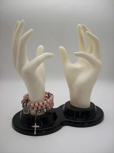 Vintage 60er Jahre 3 Spulen Rosenkranz Armband Perlen + Sterling Medaillen, signiert cAp, x - Bild 1 von 20