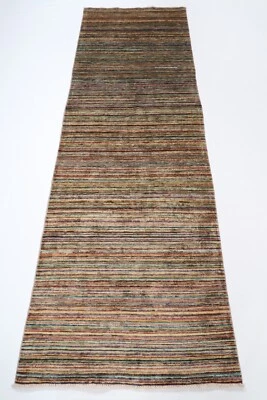 10 ft Hallway Tribal Gabbeh Runner Rug Afghan Hand Knotted 100% Wool Bedroom Rug - Image 1 of 4