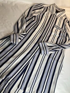 white house black market Womens Long Sleeve blue button  striped dress 2 - Picture 1 of 6
