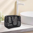 Portable Mesh Toiletry Bag Zipper Pouch Sturdy Rectangle For