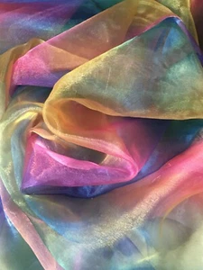 Multicoloured Rainbow Organza Sheer Wedding Decoration Fabric 60” Wide - Picture 1 of 4