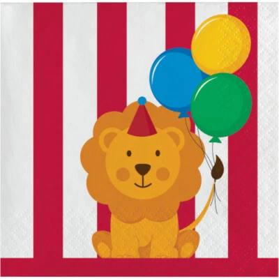 Circus Napkins Circus Beverage Napkins Birthday Circus Party Elephant Lion Seal - Image 1 of 3