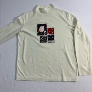 Mujer Pequeño Reflejos Naturales Navidad Bordado Blanco Cuello Tortuga - Imagen 1 de 6