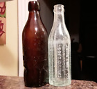 Lot Old JOHN GRAF MILWAUKEE SODA BOTTLES 6-sided AMBER BLOB TOP 8-sided Clear