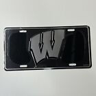 New Wisconsin Badgers License Plate Black Silver Man Cave Sports Decor 11.75”x6”