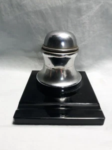 Art Deco Capstain Inkwell Liner Black Marble Base Brushed Aluminium Body - Picture 1 of 10