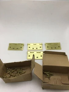 BRASS DOOR HINGES WITH SCREWS GOLD HEAVY DUTY QTY= 4 - Picture 1 of 4