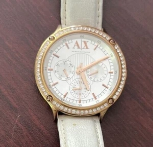Reloj Armani Exchange multifunción esfera blanca cuero blanco unisex AX5405 - Imagen 1 de 5
