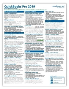 QuickBooks Pro 2019 Training Guide tarjeta de referencia rápida 4 páginas hoja de trucos - Imagen 1 de 4