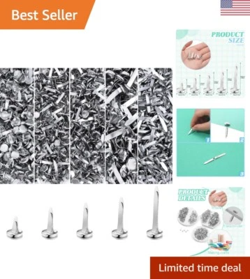 Sujetadores de papel plateado de tamaños surtidos - 1000 piezas mini brads de metal para manualidades Foto 1 de 4