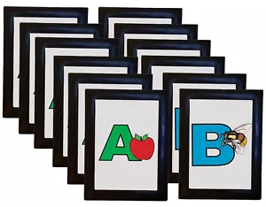 Set of 12 Photo 4x6 Size Plastic Magnetic Adhesive Wall Frames Black - Picture 1 of 6